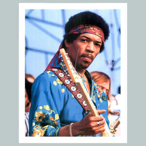#0294  Jimi Hendrix Playing Color Blue Shirt 4x6 Version Glossy Photo Fast Ship